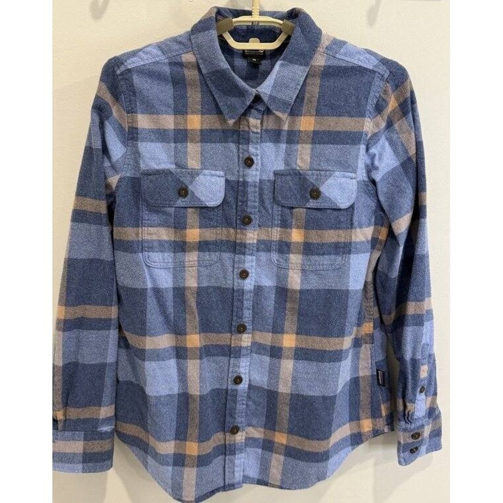 Patagonia Long Sleeved Organic Cotton Midweight Fjord Flannel Shirt Blue XS